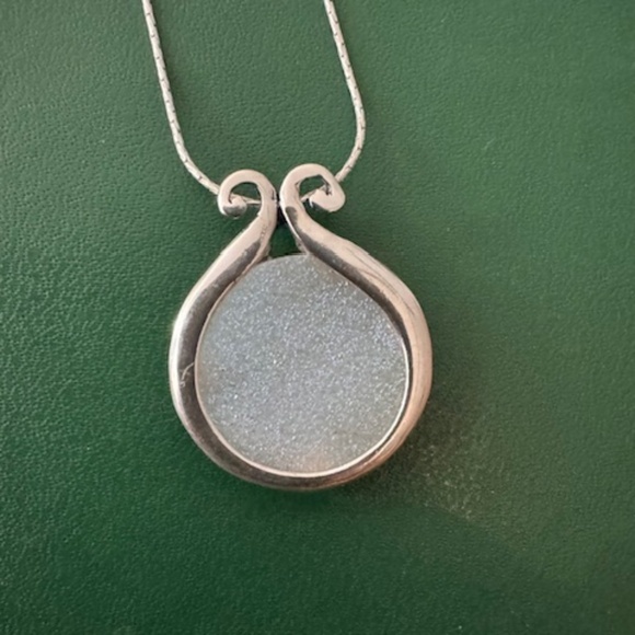 Spira Sterling Silver White Agate Druzy Pendant - Picture 1 of 5